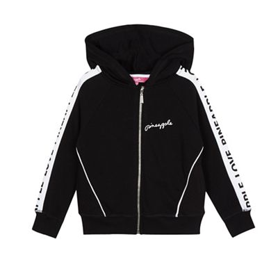Pineapple Girls' black logo zip through hoodie